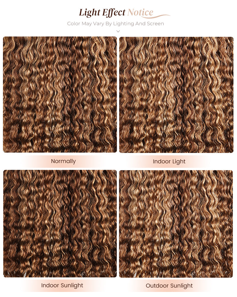 000Arabella 13x4 Frontal Lace & 6x5 Invisible Knots Glueless Honey Blonde Highlights On Brown Wig Water Wave Wig Invisible Knots