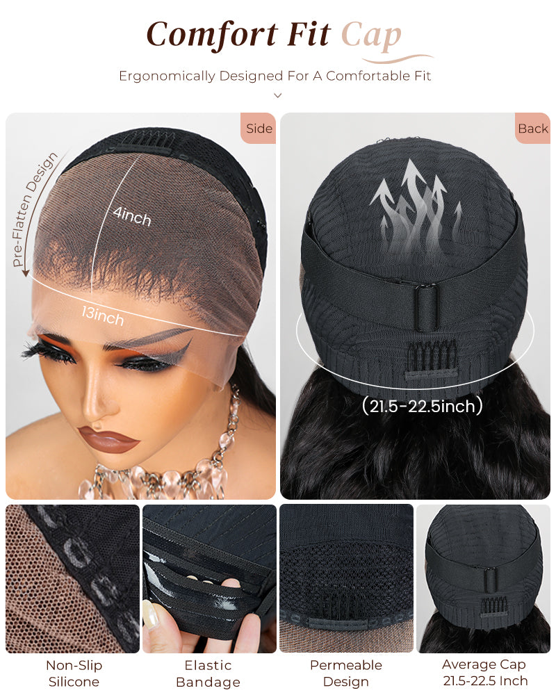 Arabella 13x4 Frontal Lace Body Wave/Silky Straight Wig Invisible Knots Natural Black Realistic Hairline