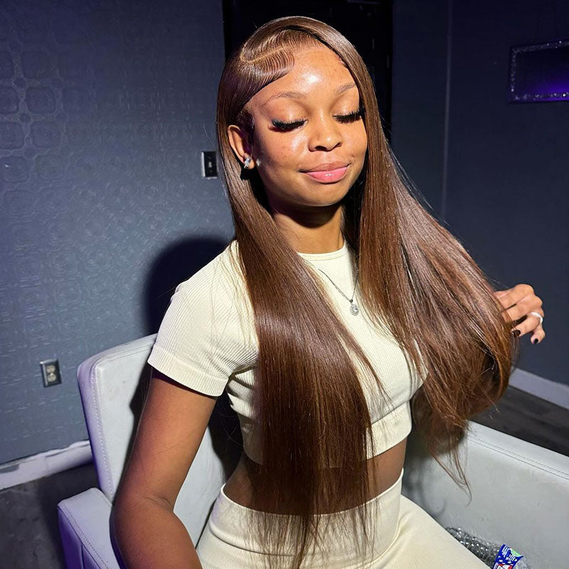 Arabella 6x5/13x4 Lace Glueless Chocolate Brown Straight Wig Pre-cut Lace Beginner Friendly
