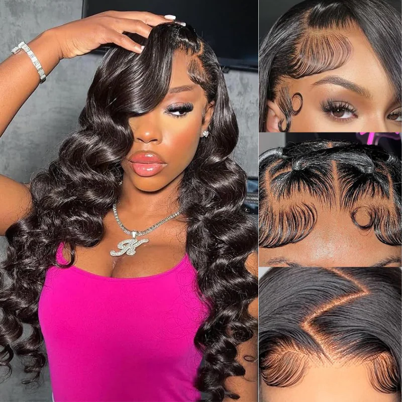 Arabella 360 Full Lace Glueless Loose Deep Wave Wig Invisi Drawstring Natural Black Pull & Go