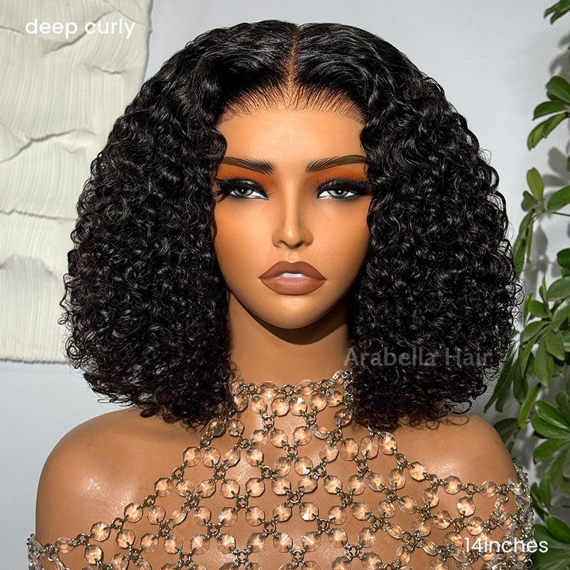 Arabella 6x5 Invisible Knots Glueless Deep Curly Wig Pre-cut Lace Natural Black Beginner Friendly