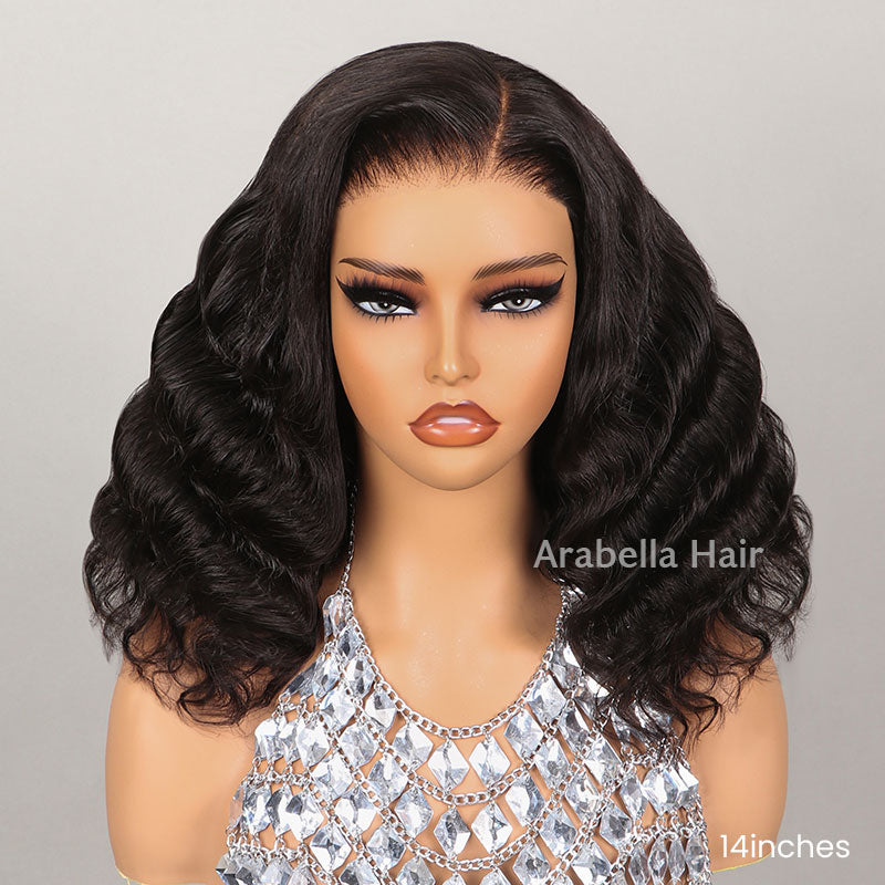 【BOGO】Loose Wave Bob Style Pre-Cut 6x5/13x4 Lace Easy-Wear Natural Black Human Hair Wigs