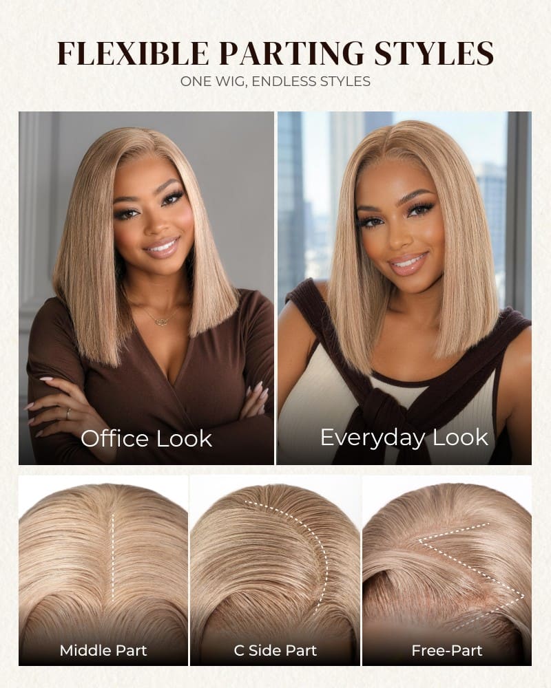 Arabella 6x5 Invisible Knots Glueless Milk Tea Brown Straight Bob Wig Pre-cut Lace Beginner Friendly