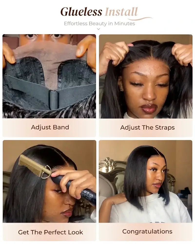 Arabella 6x6 Lace Straight Bob Wig With Bangs Chocolate Brown Glueless Beginner Friendly