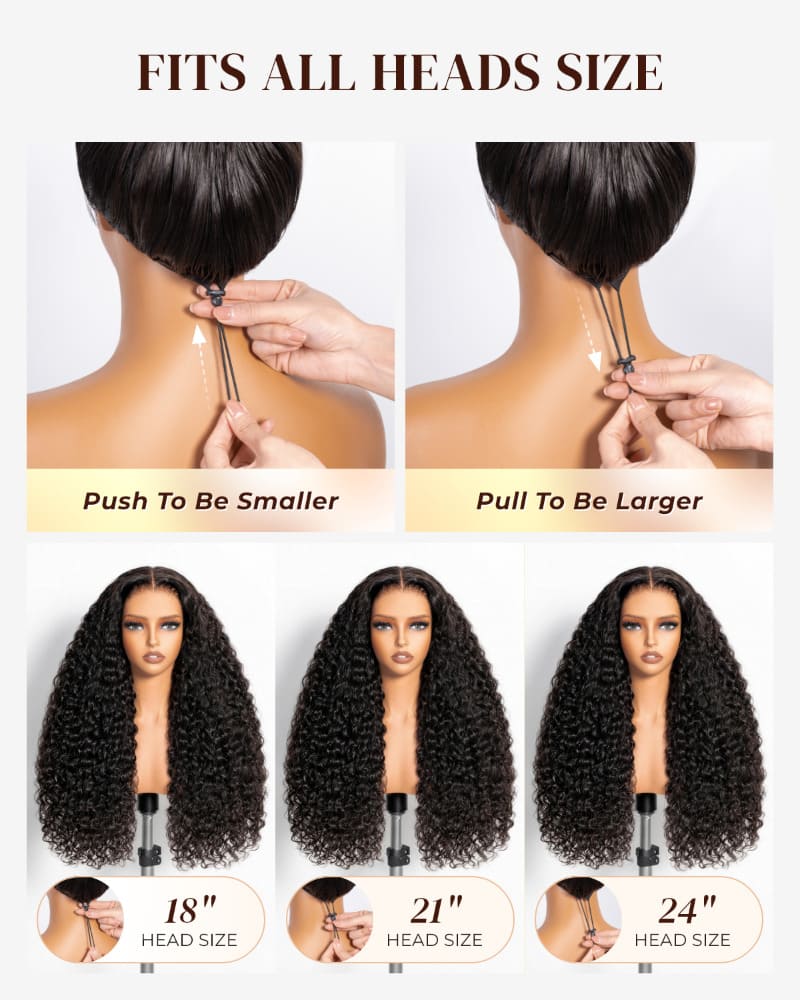 Arabella Zerowear™ 13x6 Invisible HD Lace Glueless Wig 300% High Density Super Double Drawn Water Wave Natural Black With Drawstring