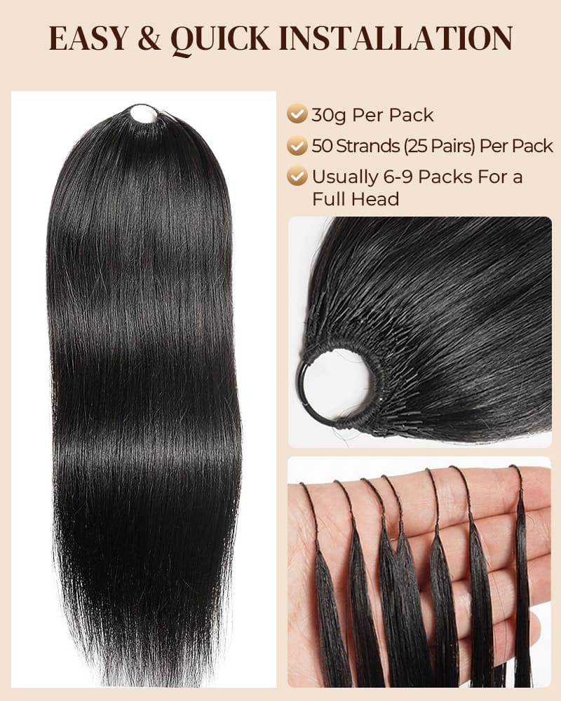 Arabella Silky Straight Feather Crochet Hair Natural Black Hair Extensions Pre-Separated Lightweight Miracle Knots