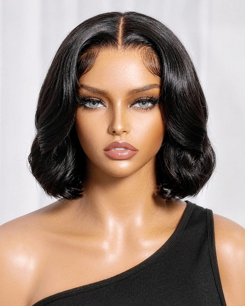 Arabella T-Part Lace Body Wave Bob Wig Natural Black Clip Easy Wear & Go