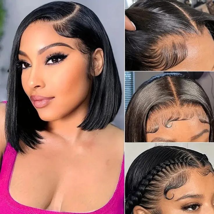 Arabella 13x4 Frontal Lace Straight Bob Wig Invisible Knots Natural Black Realistic Hairline