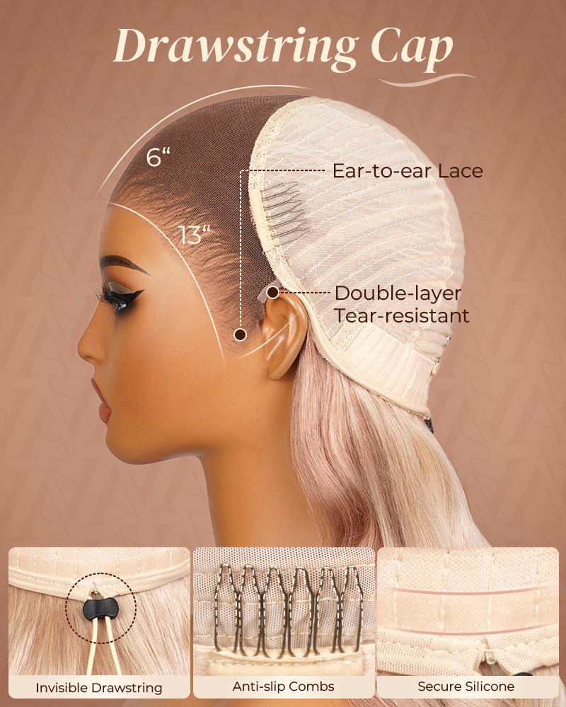 【$299 = 2 WIGS】Arabella 13x6 Three-Go™ Ash Blonde Ombre Glueless Wig Silky Straight With Drawstring 100% Human Hair Wig