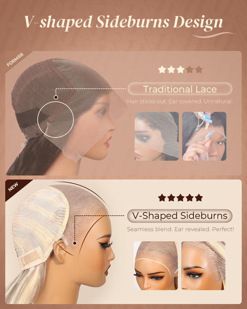 Arabella 13x6 Three-Go™ Glueless Blonde Highlight Loose Body Wave/Silky Straight Wig With Drawstring For Beginner