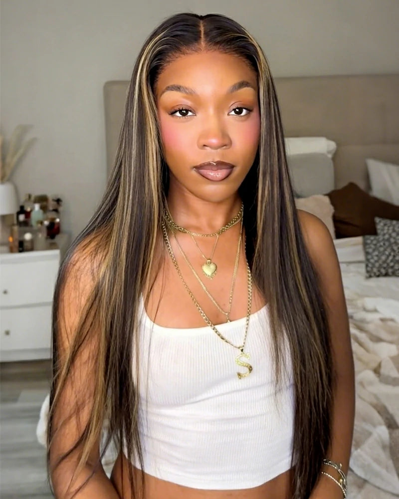 【$299 = 2 WIGS】Arabella 13x6 Three-Go™ Balayage Highlight Glueless Wig Silky Straight With Drawstring 100% Human Hair Wig