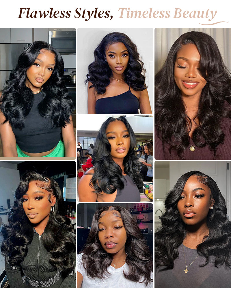 Arabella 6x5 invisible knots Glueless Loose Body Wave Wig Pre-cut Lace Natural Black Beginner Friendly