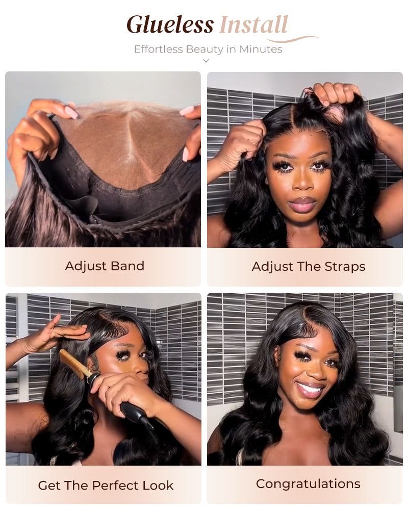 Arabella 6x5 invisible knots Glueless Loose Body Wave Wig Pre-cut Lace Natural Black Beginner Friendly