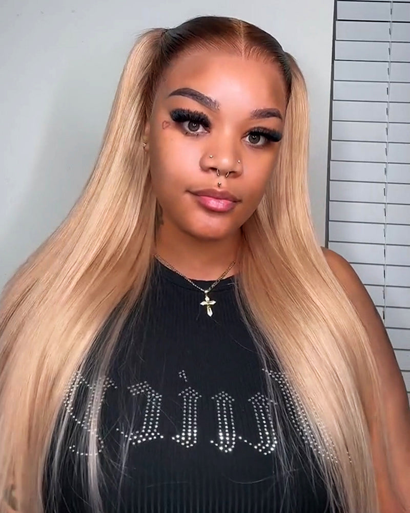 Arabella 13x6 Three-Go™ Milk Tea Brown Glueless Wig Silky Straight With Drawstring 100% Human Hair Wig