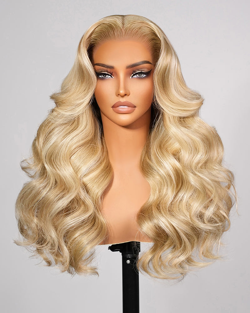 loose body wave long blonde human hair wig front view arabella hair