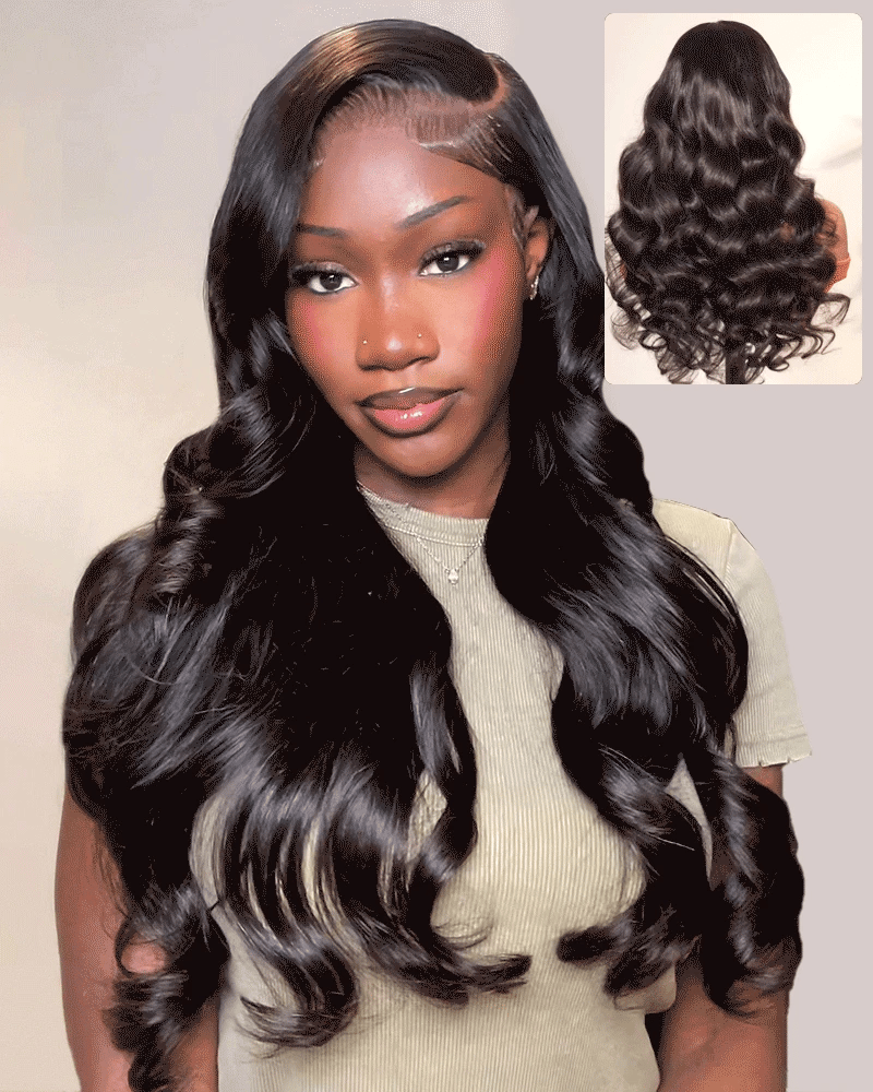 Arabella 13x6 Three-Go™ Glueless Wig Body Wave With Drawstring Natural Black 100% Human Hair Wig