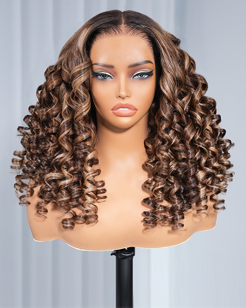 Ombre deep wave glueless lace front wig, 100% human hair | Arabella Hair