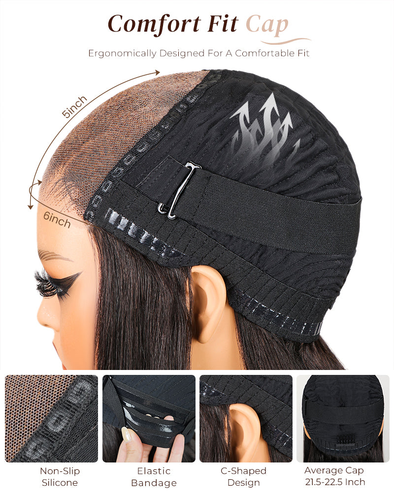 $200-$100 | Arabella 6x5 invisible knots Glueless Auburn Highlights on Black Hair Loose Deep Wave Wig Pre-cut Lace