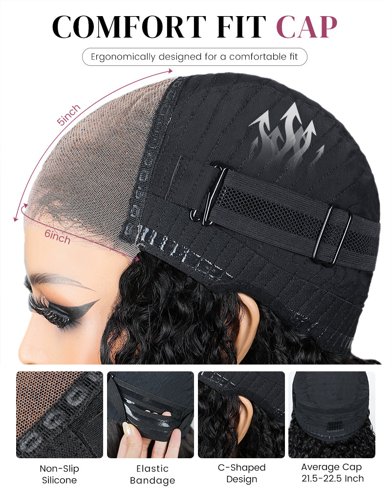 000Arabella 6x5 invisible knots Glueless Bohemian Curl Wig Pre-cut Lace Natural Black Beginner Friendly