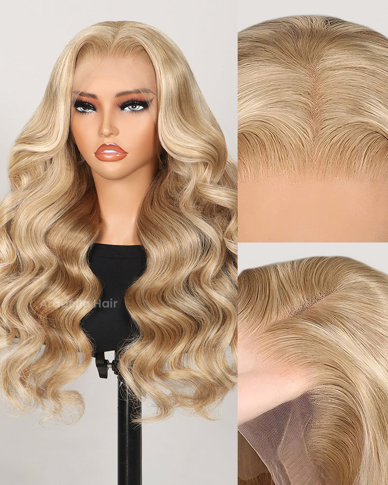 【$299 = 2 WIGS】Arabella 13x4 Frontal Lace Blonde Khaki Highlight Body Wave Wig Invisible Knots