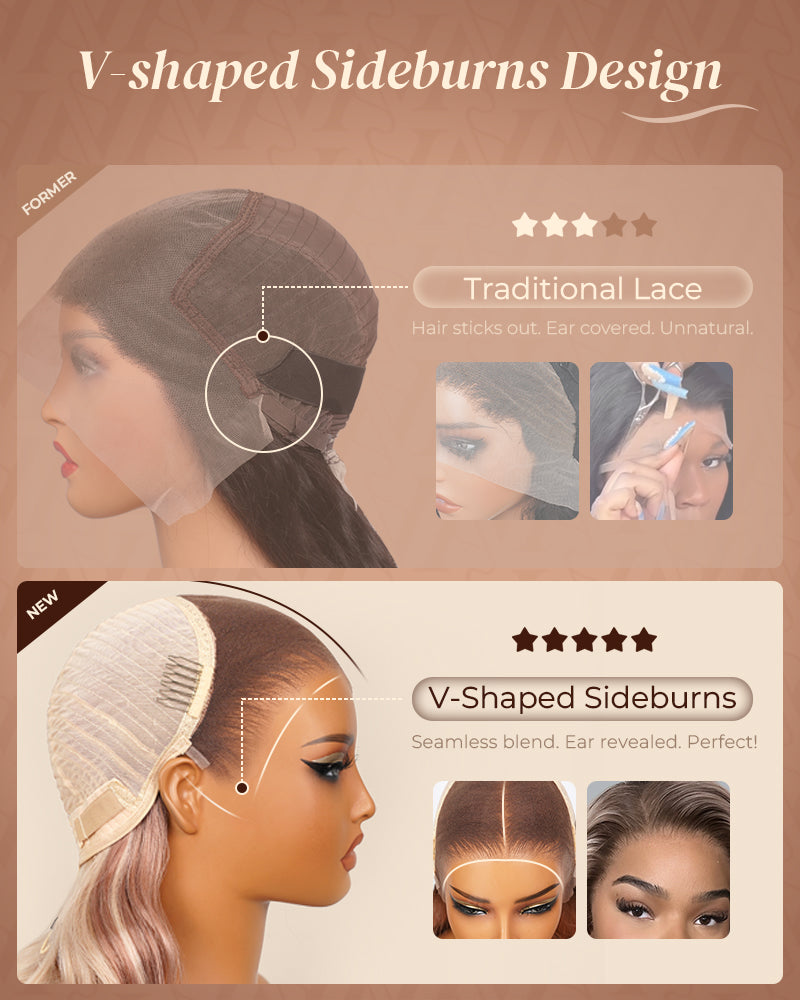 Arabella 13x6 Pre-All Glueless Ash Blonde Ombre Loose Body Wave/Silky Straight Wig Invisible Knots Realistic Hairline