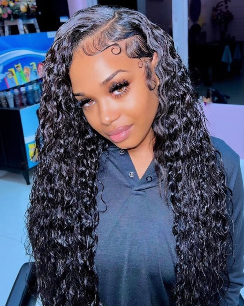 Arabella 360 Lace Water Wave Wigs With Side Part