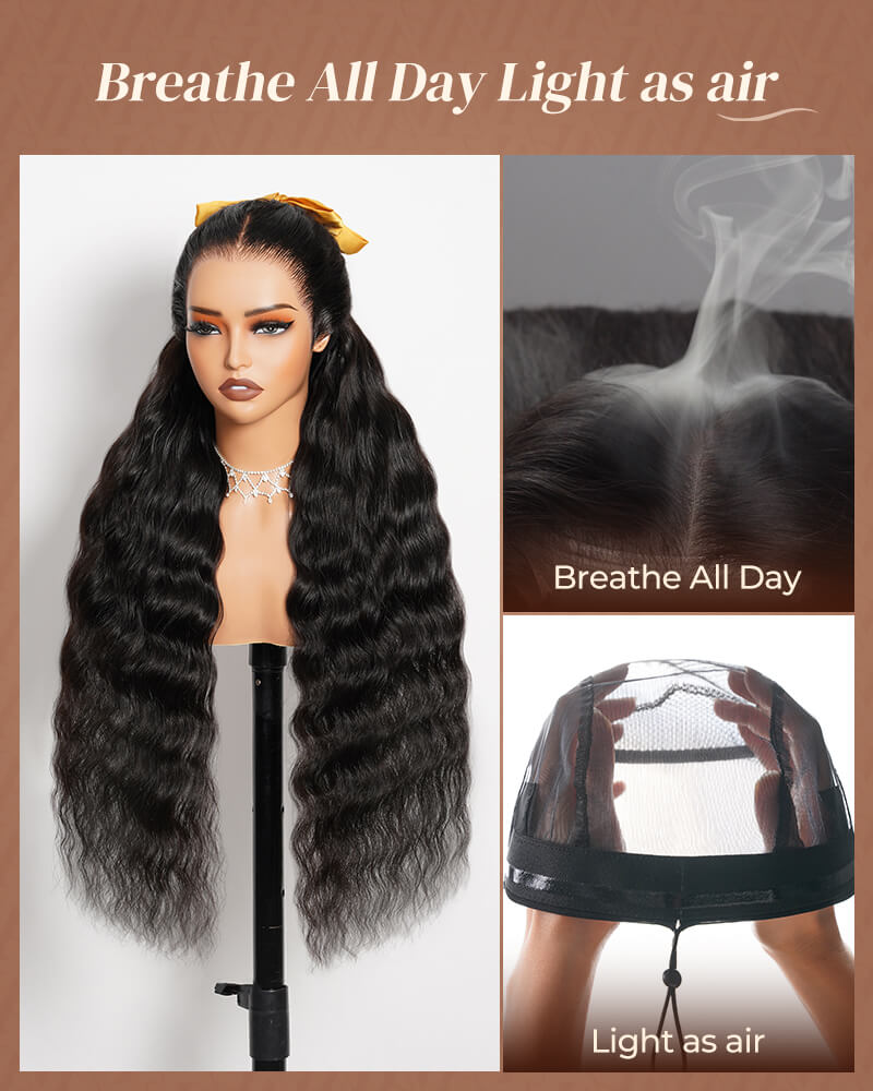 Arabella 13x6 Three-Go™ Glueless Wig Loose Deep Wave With Drawstring Natural Black 100% Human Hair Wig