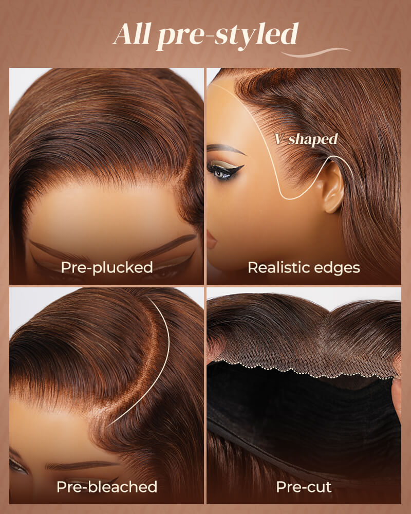 Arabella 13x6 Three-Go™ Dark Auburn Ombre Glueless Wig Loose Body Wave With Drawstring 100% Human Hair Wig