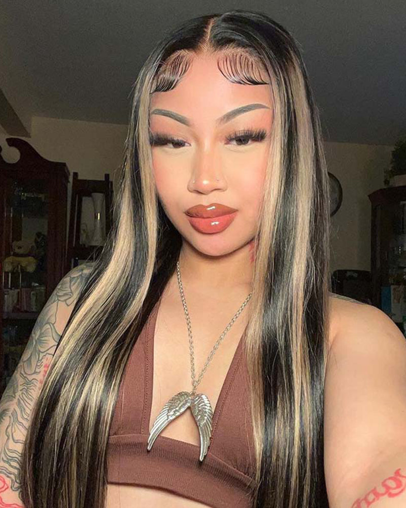 【$299 = 2 WIGS】Arabella 13x6 Three-Go™ Balayage Highlight Glueless Wig Silky Straight With Drawstring 100% Human Hair Wig