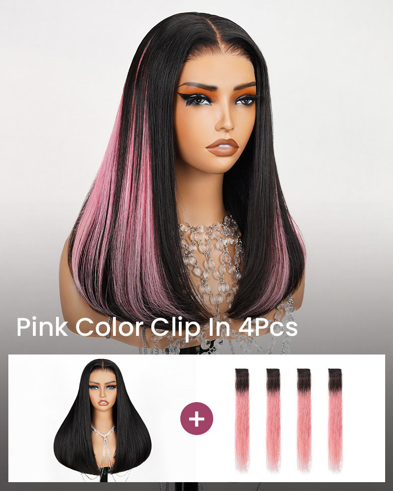 Arabella Clip-IN 4 Pcs Multi-Color Hair Clips For Infinite Styles Pink Items ships only with your hair orders!