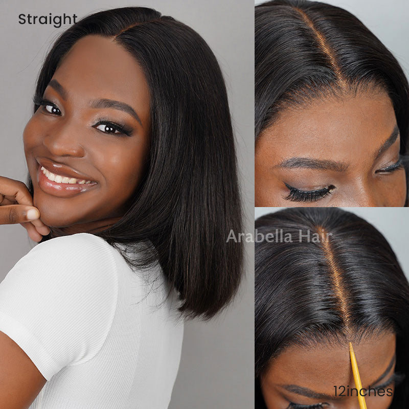 Details of Black Woman Model Wearing Straight Bob Wig