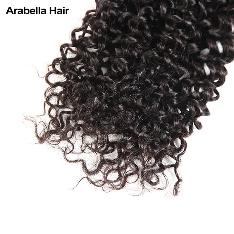 {12A 3Pcs} Jerry Curly 3 Bundles Human Hair Weft Natural Color Unprocessed Virgin Hair Weave Arabella Hair