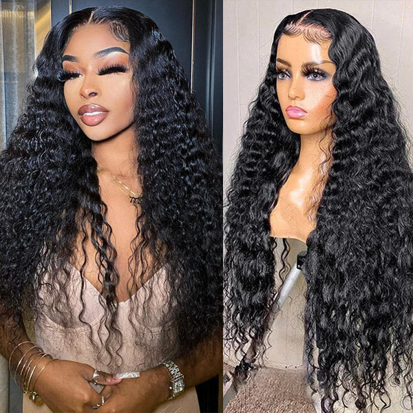 Human hair wig 18" Deep Wave 4x4 Lace Closure Wigs 180% Density Glueless Middle Part Human Hair Wigs - arabellahair.com