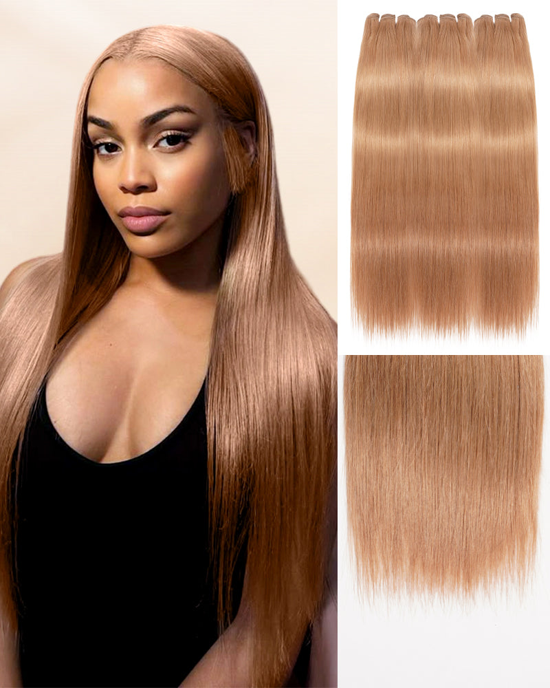 {10A 3Pcs} Milk Tea Brown Virgin Human Hair Weft 3pcs/pack Human Virgin Hair Extensions