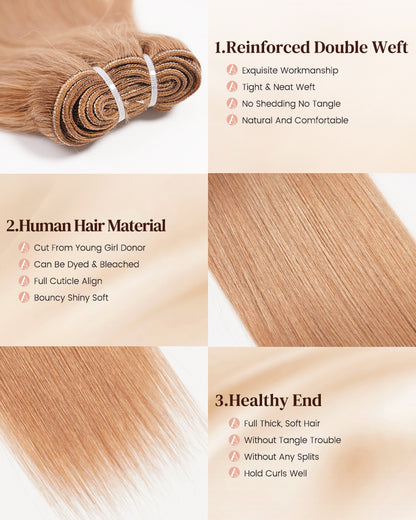 {10A 3Pcs} Milk Tea Brown Virgin Human Hair Weft 3pcs/pack Human Virgin Hair Extensions