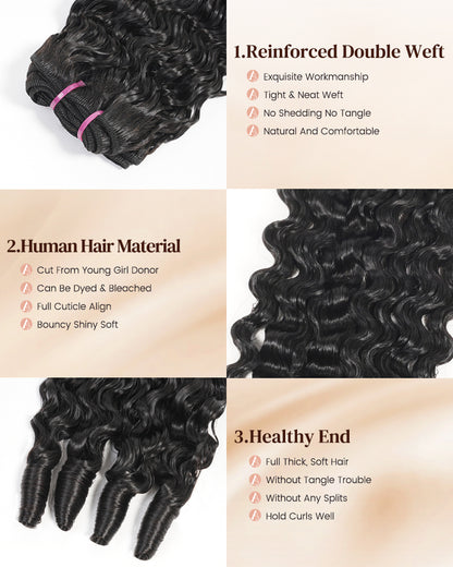 Arabella 12A Jerry Curly with Burmese Curly 3 Bundles Human Hair Weft Natural Color Unprocessed Virgin Hair Weave