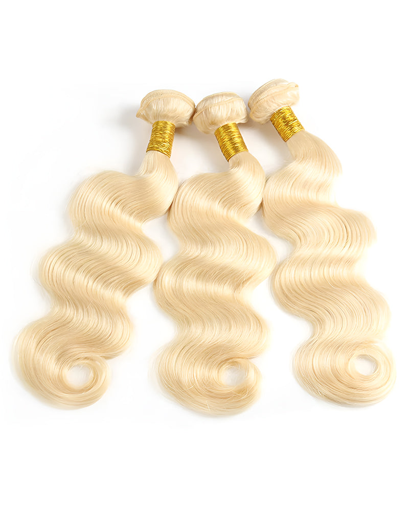 {10A 3Pcs} 613 Blond Body Wave/Straight Virgin Human Hair Weft 3pcs/pack Human Virgin Hair Extensions