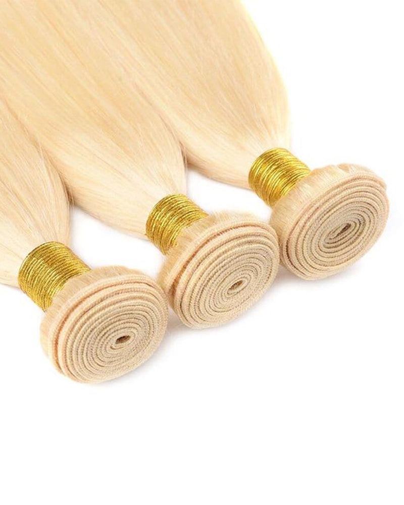 {10A 3Pcs} 613 Blond Body Wave/Straight Virgin Human Hair Weft 3pcs/pack Human Virgin Hair Extensions