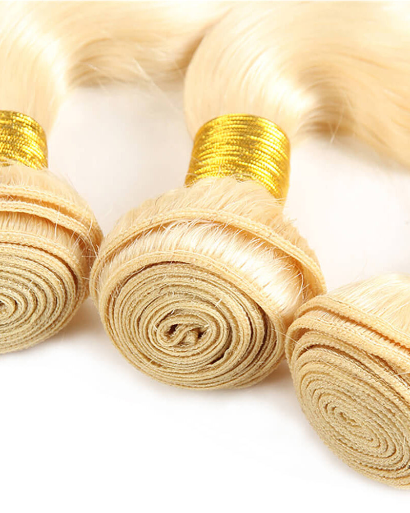{10A 3Pcs} 613 Blond Body Wave/Straight Virgin Human Hair Weft 3pcs/pack Human Virgin Hair Extensions