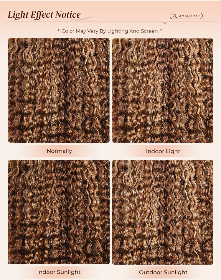 Water Wave Wig Color Changes Under Different Lighting