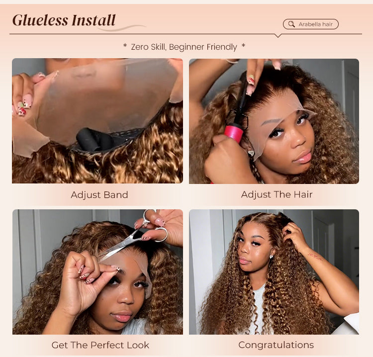 Steps to Install Brown Water Wave Wig