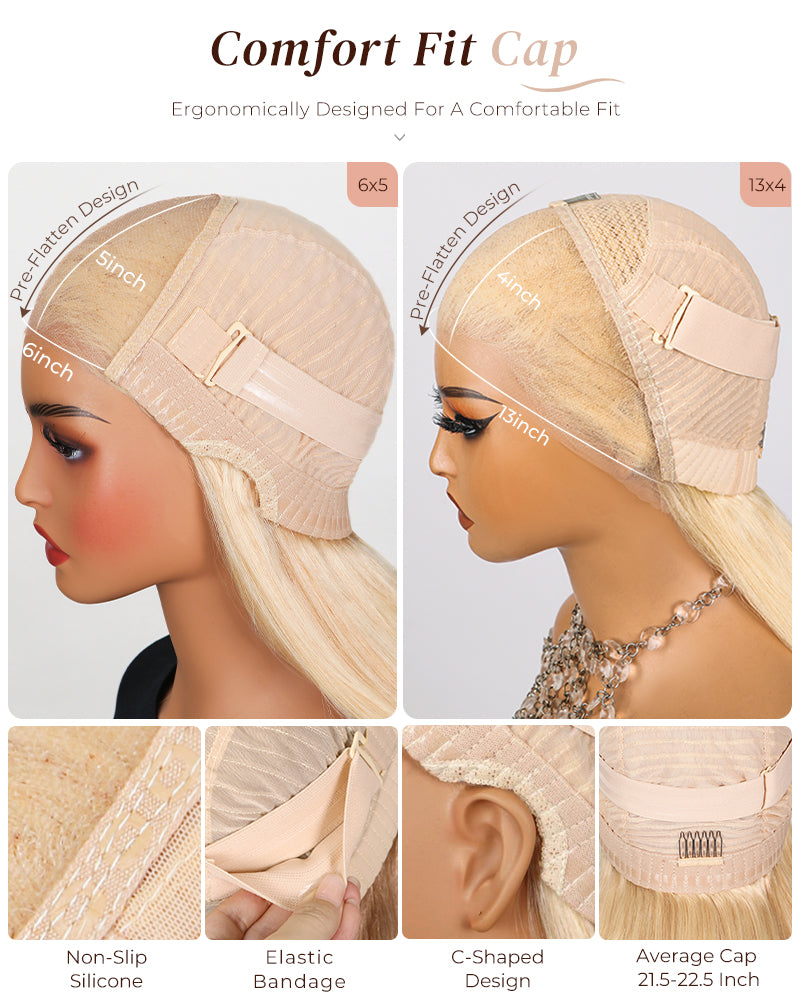 Arabella 13x4 Frontal Lace &amp; 6x5 Invisible Knots Glueless 613 Blonde Body Wave Wig Invisible Knots Realistic Hairline