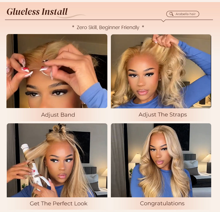 Blonde Glueless Body Wave Wig Installation