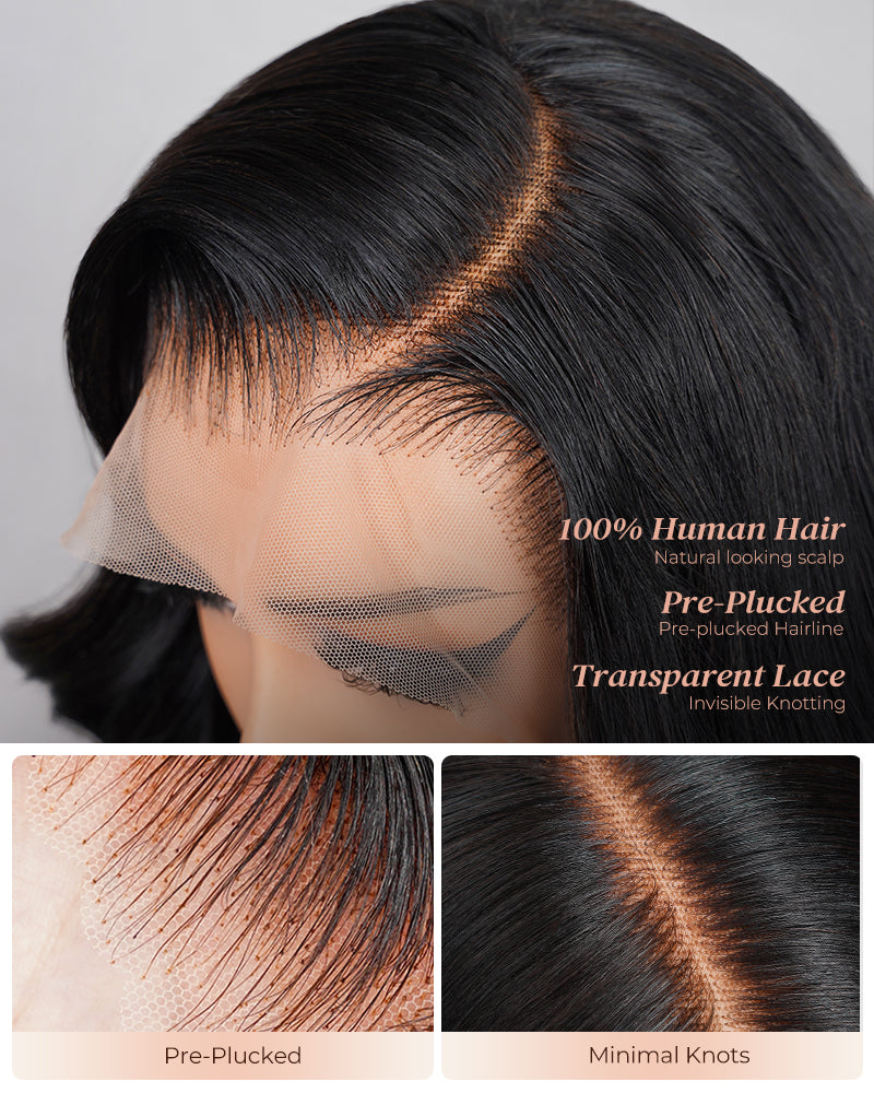 Arabella 13x4 Frontal Lace Body Wave Wig Invisible Knots Natural Black Realistic Hairline