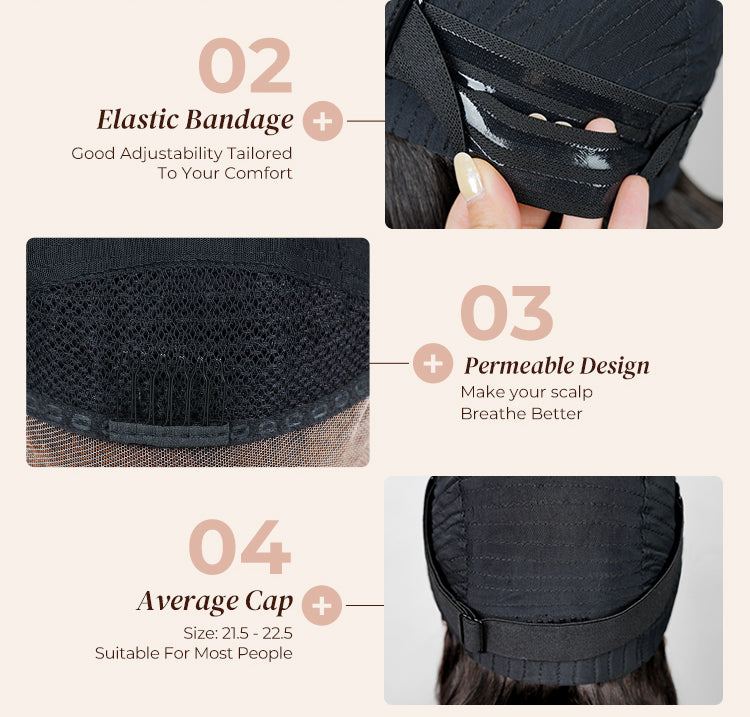 Details of Black Body Wave Wig Cap