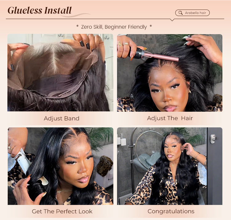 Steps of Black Body Wave Wig Installation