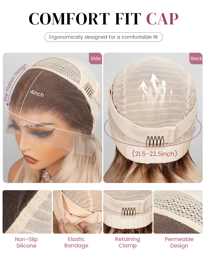 【BOGO】Limited Design Ash Blonde Ombre Colored Easy-Wear Glueless 6x5 Pre-Cut Lace Human Hair Wigs