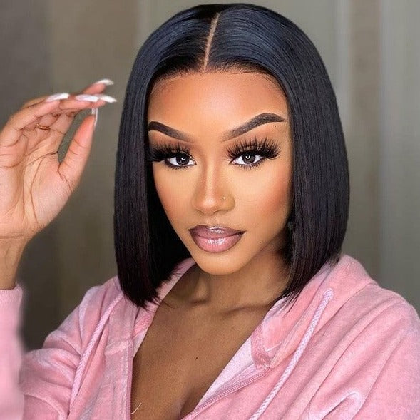 Arabella 6 Inches Deep Part Natural Black Straight Bob Wig 100% human hair wig