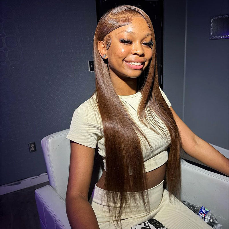 Arabella 6x5/13x4 Lace Glueless Chocolate Brown Straight Wig Pre-cut Lace Beginner Friendly