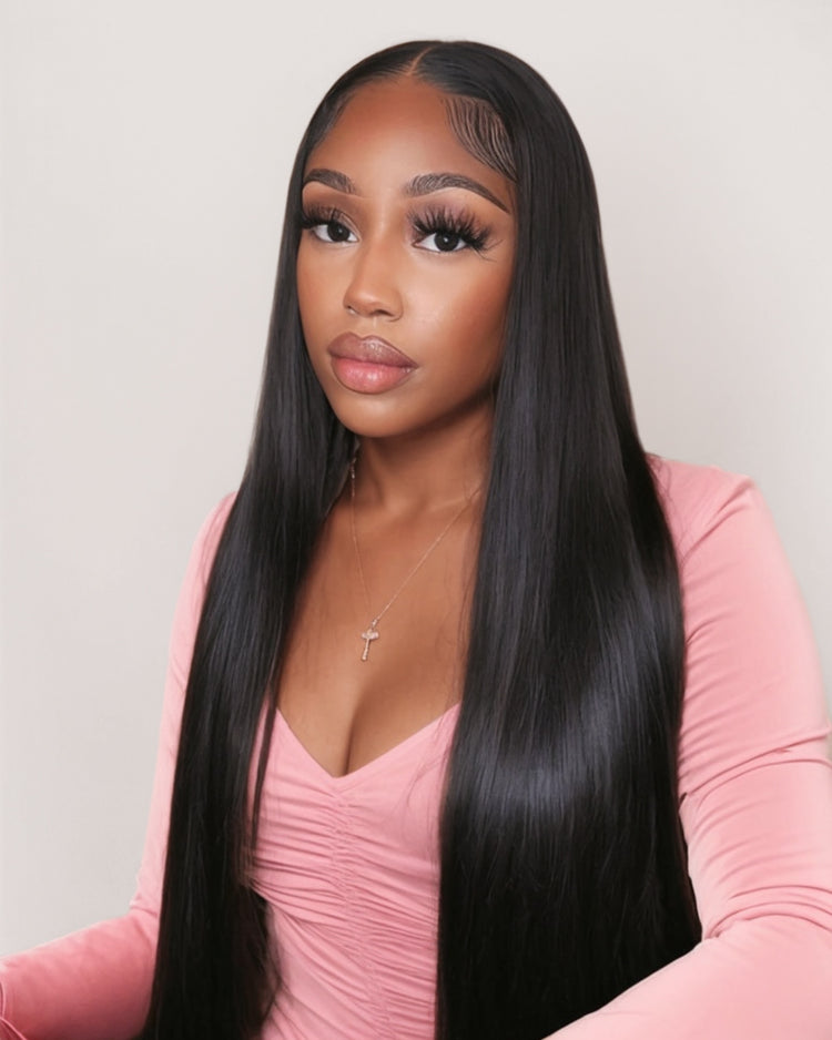 Arabella 【30" Super Sale】 6x5 Invisible Knots Glueless &amp; 13x4 Lace Front Pre-Bleached Knots Natural Black Body Wave/Straight/Curly Human Hair Wig